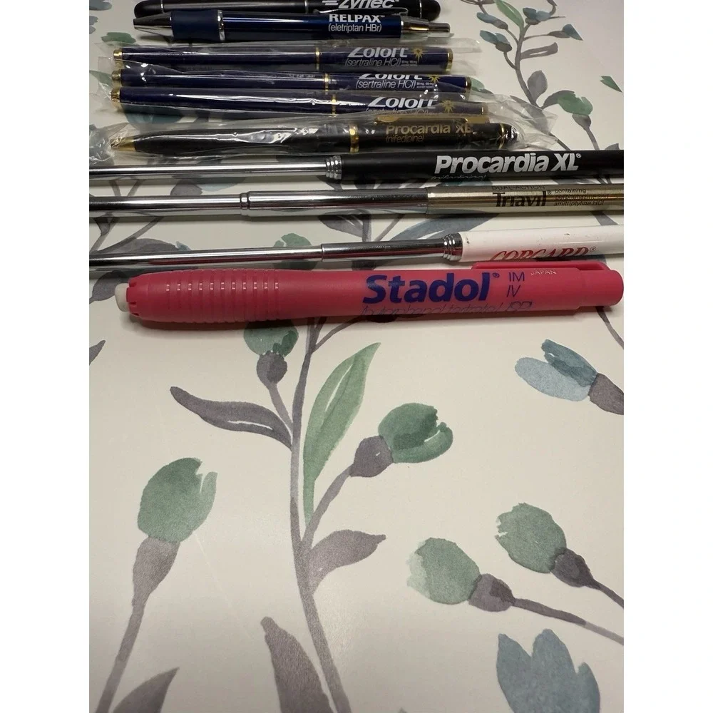 Lot of 12 Pharmaceutical Metal Pens Eraser Extendable‎ Pointers Drug Rep Promo